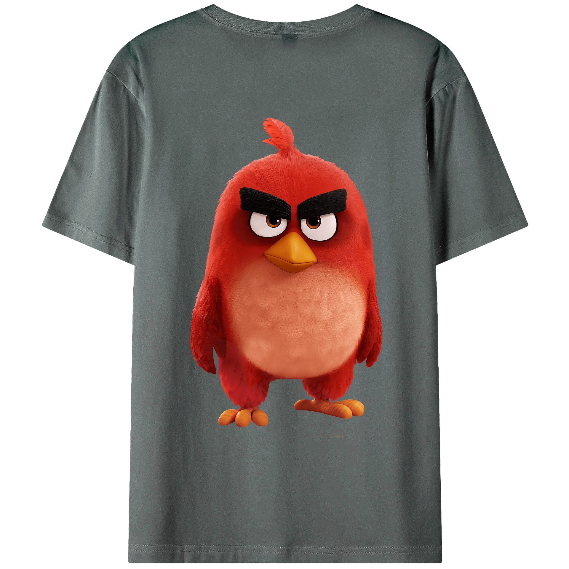 （画像用） Angry Birds アングリーバード 綿100％ メンズ半袖Tシャツ（バックプリント） 通気性